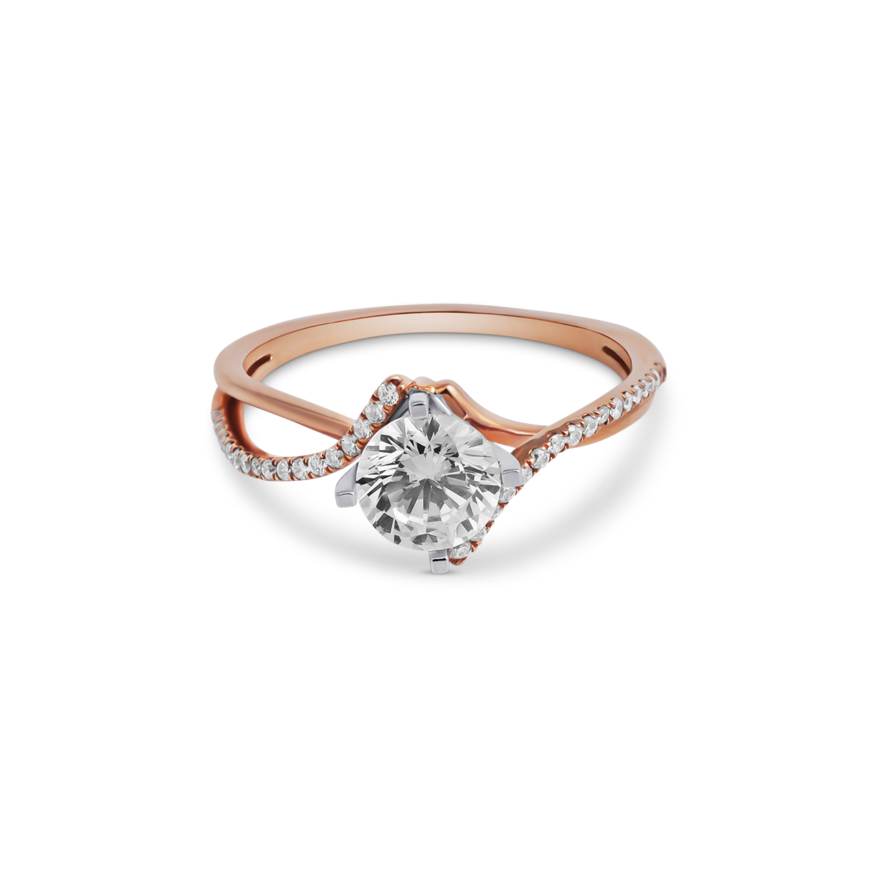 Twist shank engagement ring in rose gold